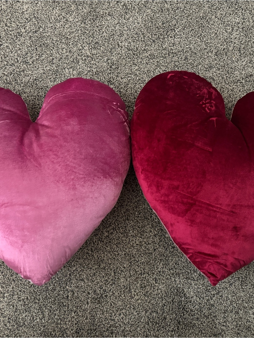 Heart-Shaped Velvet Throw Pillows - Pink and Red (set of 2)